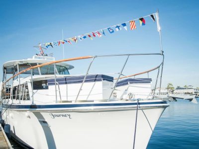Luxury yacht decorated for boat rental